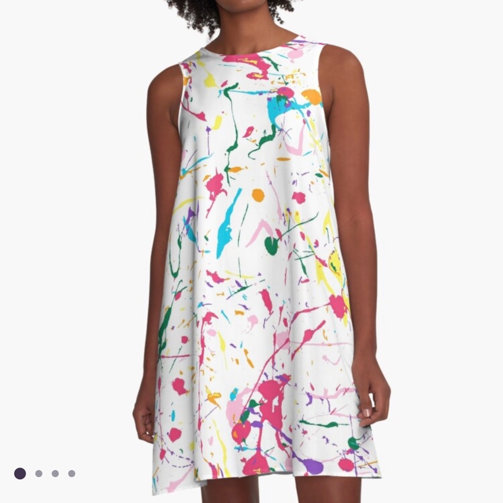 Paint Splatter A-Line Dress, Size XS